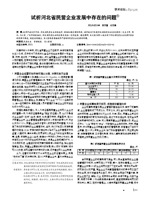 河北省民营企业发展中存在的问题