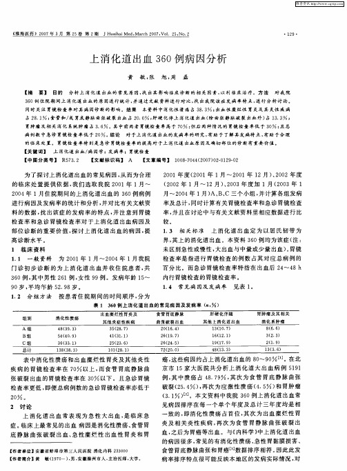 上消化道出血360例病因分析