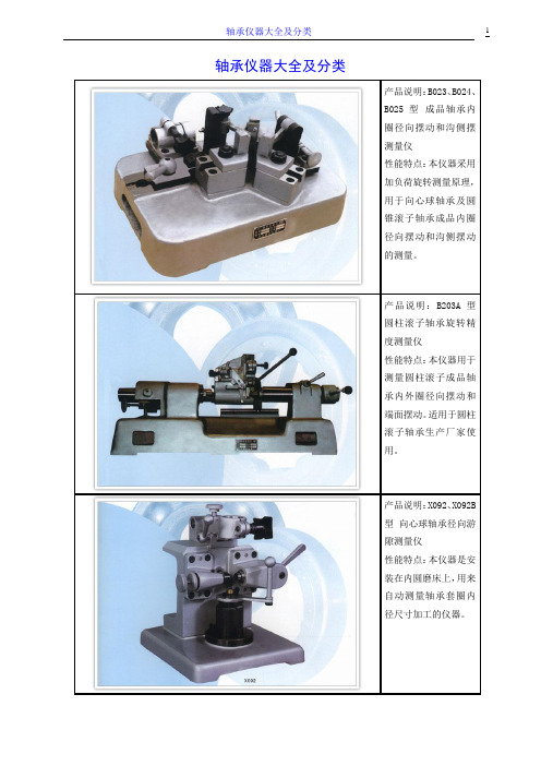 轴承仪器大全及分类