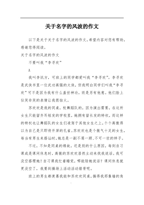 关于名字的风波的作文