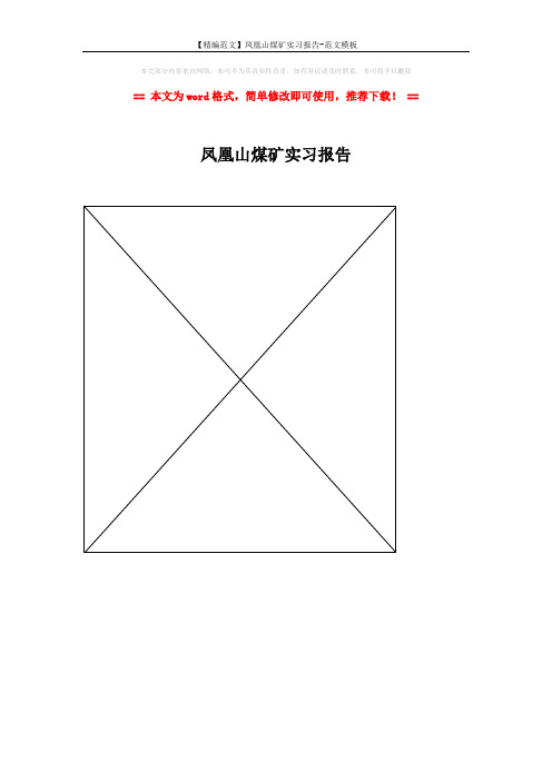 【精编范文】凤凰山煤矿实习报告-范文模板 (1页)