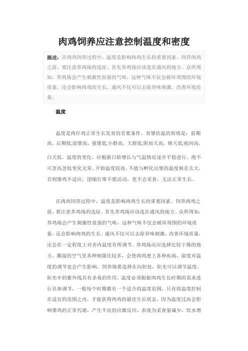 肉鸡饲养应注意控制温度和密度
