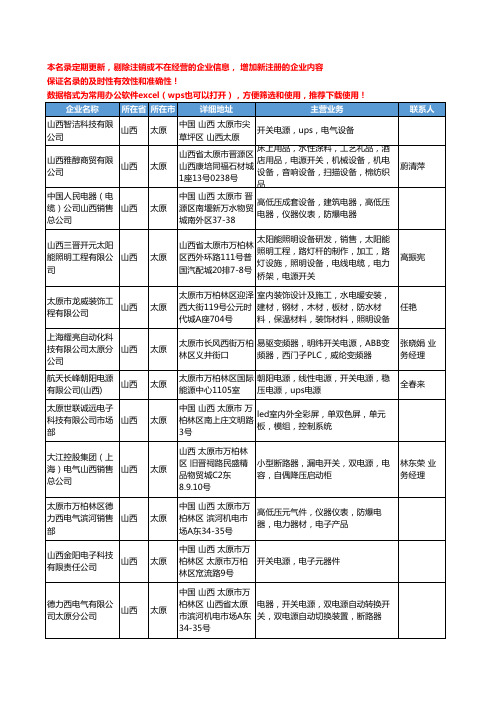 2020新版山西省太原开关电源工商企业公司名录名单黄页大全27家