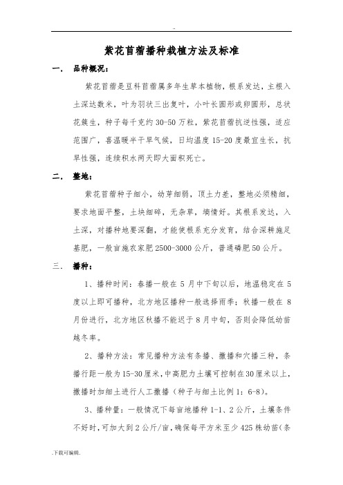 紫花苜蓿播种栽植方法与标准