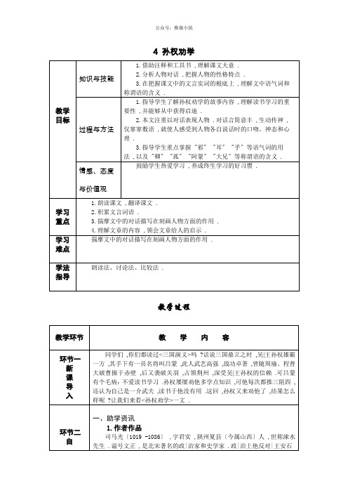 2022年部编版语文《孙权劝学》导学案(精品)