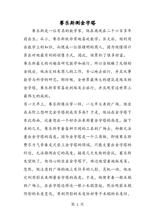 赛乐斯测金字塔