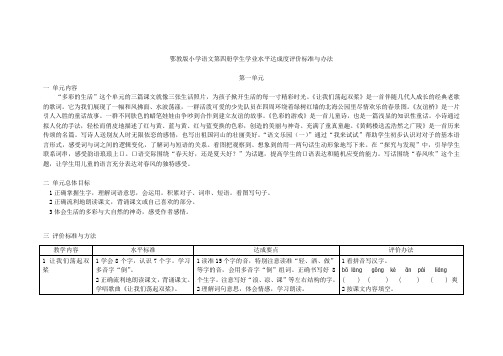 鄂教版语文学生学业水平达成度评价标准与办法(试用稿)