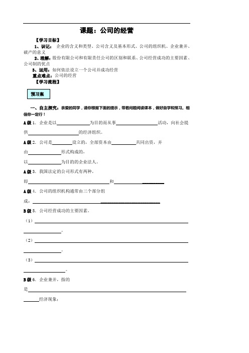 公司的经营导学案