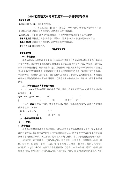 2014初四语文中考专项复习