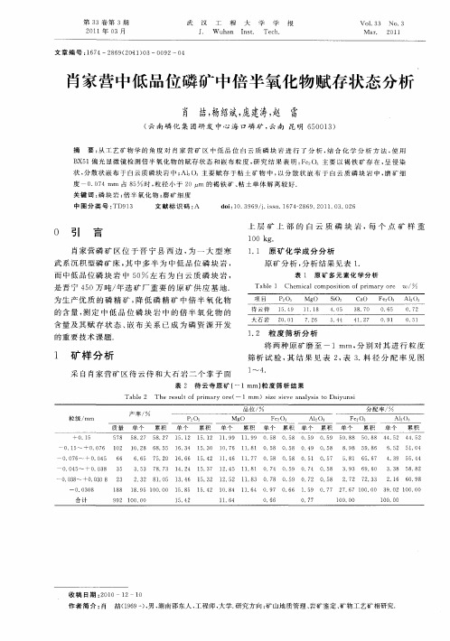 肖家营中低品位磷矿中倍半氧化物赋存状态分析