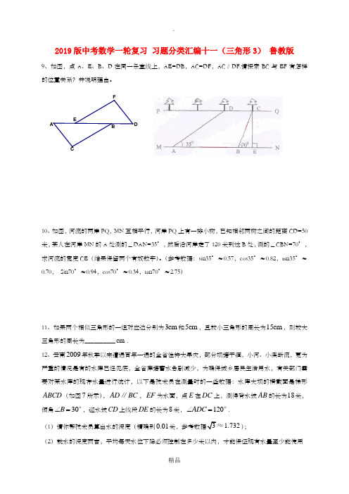 201x版中考数学一轮复习 习题分类汇编十一(三角形3) 鲁教版