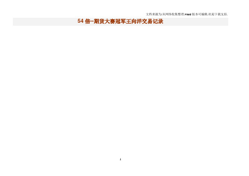 54倍期货大赛冠军王向洋交易记录