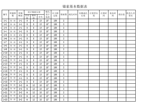 锚索基本数据