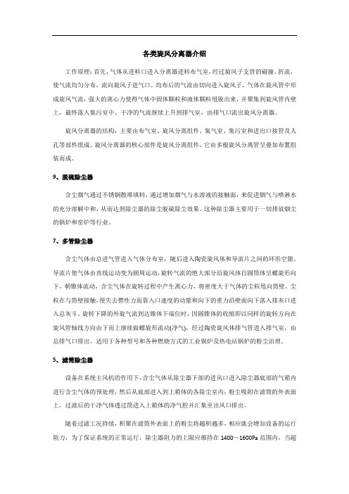 各类旋风分离器介绍