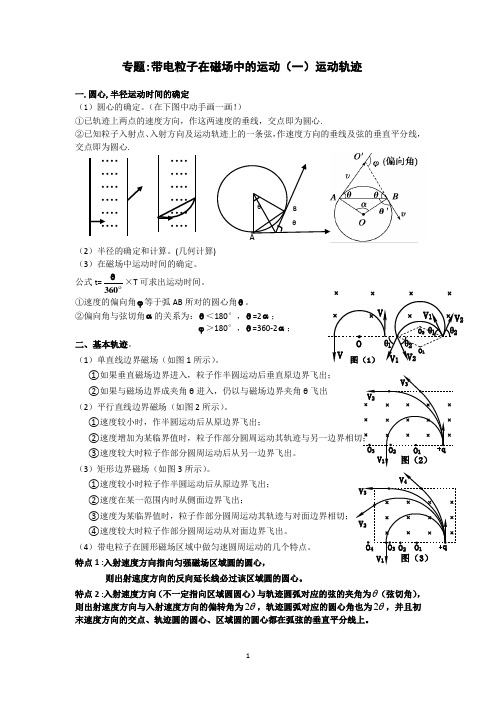 专题带电粒子在磁场中的运动(一)运动轨迹
