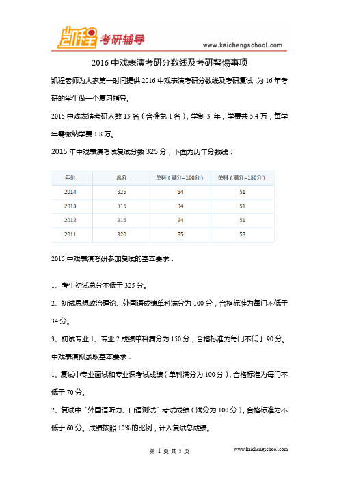 2016中戏表演考研分数线及考研警惕事项