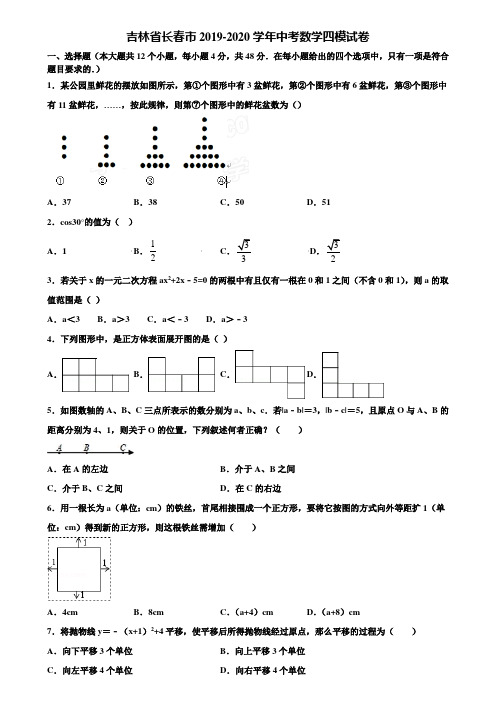 吉林省长春市2019-2020学年中考数学四模试卷含解析