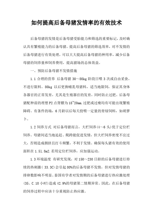 如何提高后备母猪发情率有效技术