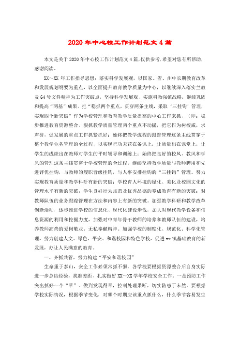 2020年中心校工作计划范文4篇