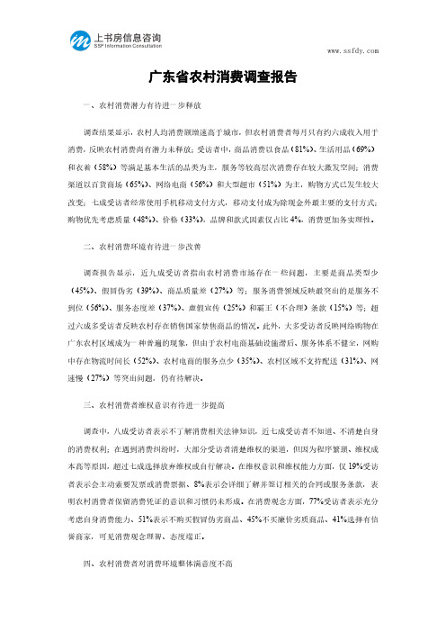广东省农村消费调查报告-上书房信息咨询