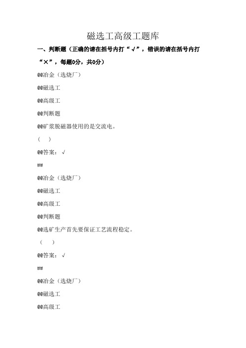 磁选工理论知识合并卷(高级)剖析