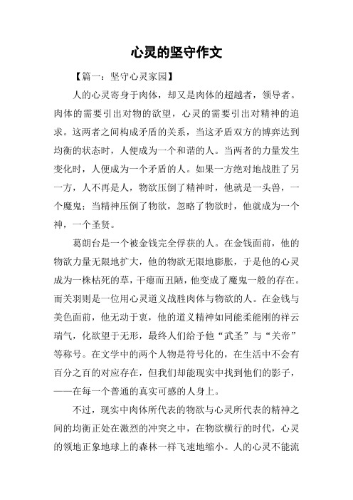 心灵的坚守作文
