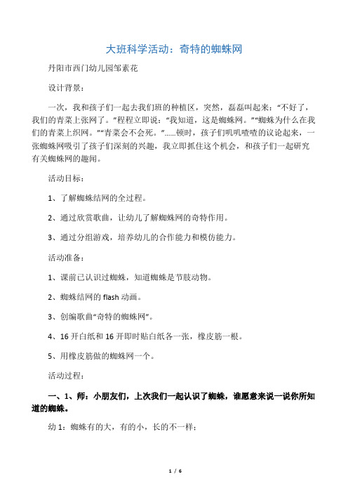大班科学：神奇的蜘蛛网