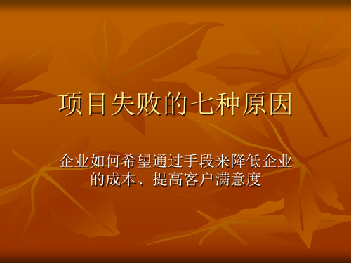 IT项目失败的七种原因