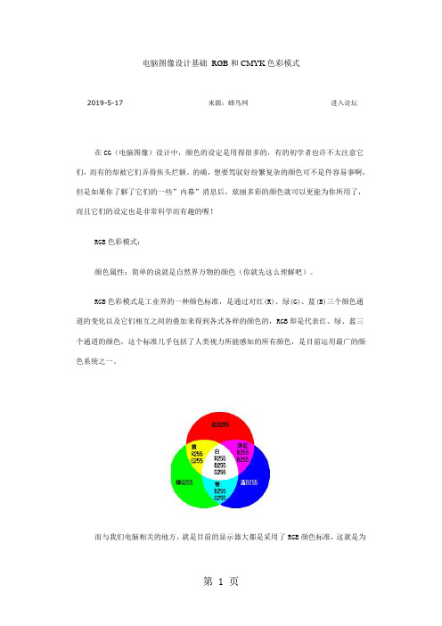 电脑图像设计基础 RGB和CMYK色彩模式共5页文档