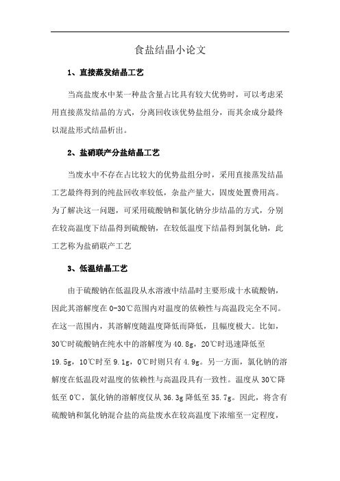 食盐结晶小论文