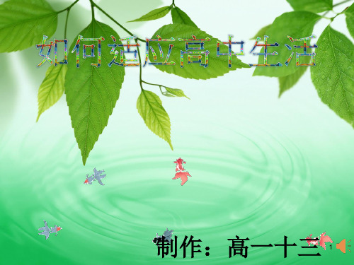 如何适应高中生活——班会ppt课件