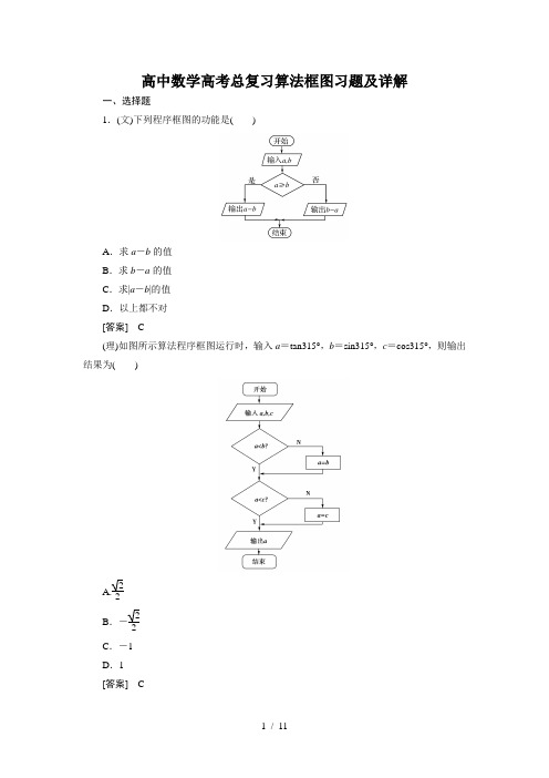 高中数学高考总复习算法框图习题及详解