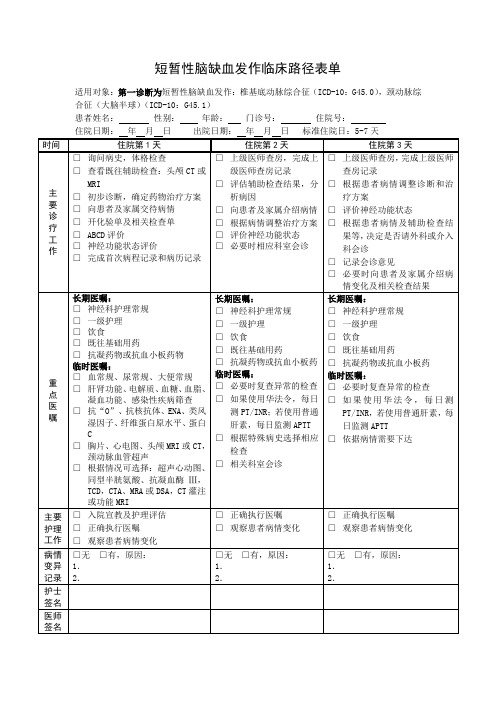 神经内科临床路径-卫办医政发〔2009〕174号