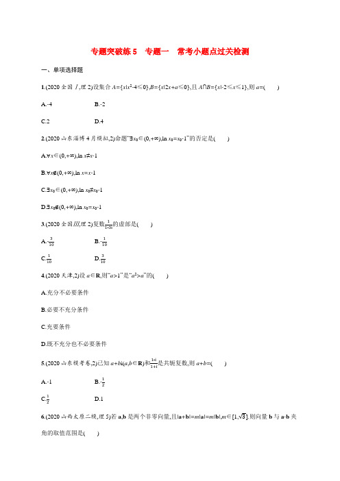 新高考数学二轮总复习 专题突破练5 专题一 常考小题点过关检测(含解析)-人教版高三全册数学试题