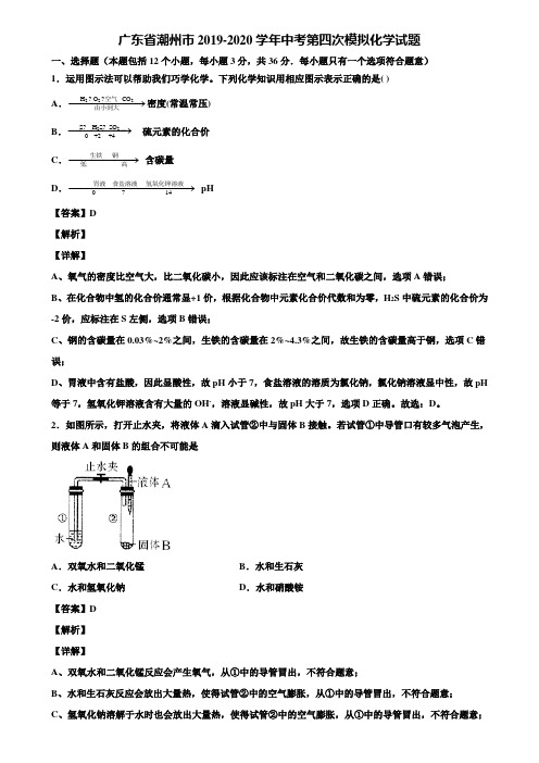 广东省潮州市2019-2020学年中考第四次模拟化学试题含解析