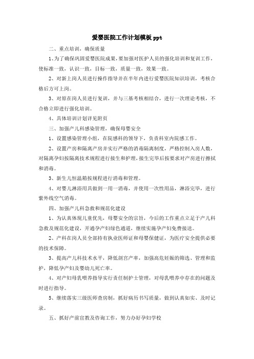 最新-爱婴医院工作计划模板ppt 精品