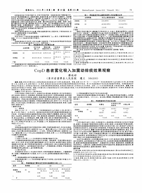 CopD患者雾化吸入加震动排痰效果观察