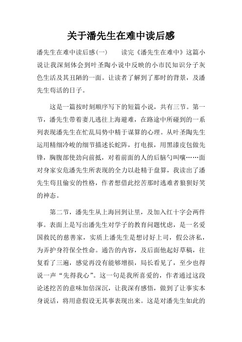 关于潘先生在难中读后感