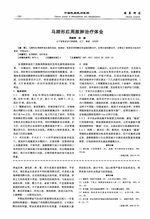 马蹄形肛周脓肿治疗体会