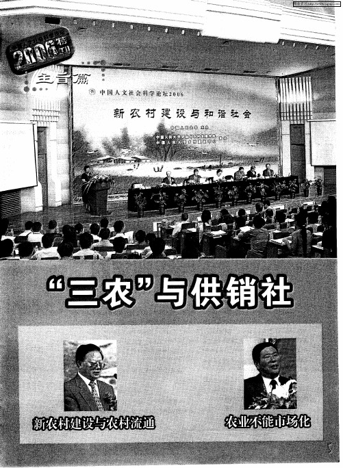 “三农”与供销社：新农村建设与农村流通——在新农村建设与和谐社会论坛上的主旨演讲