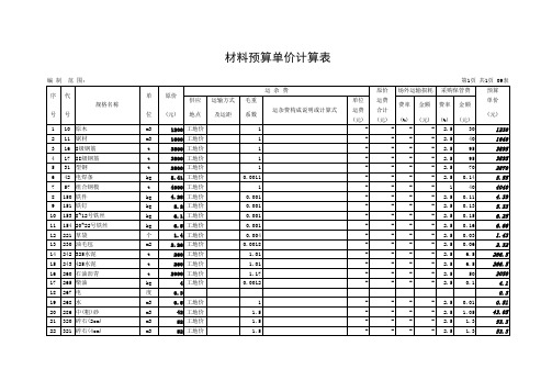 水利工程预算软件计算表格