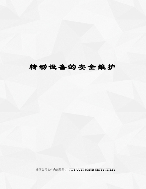 转动设备的安全维护