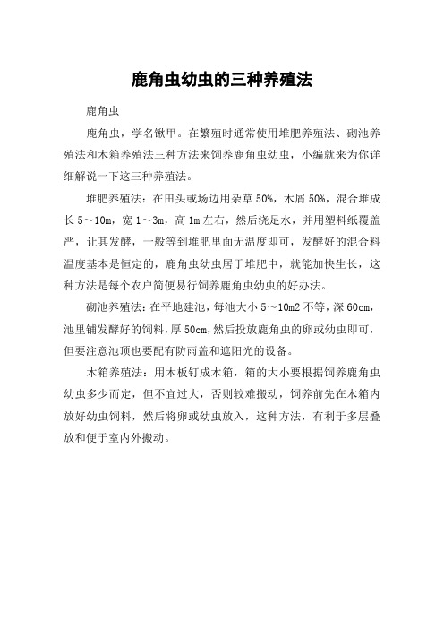 鹿角虫幼虫的三种养殖法