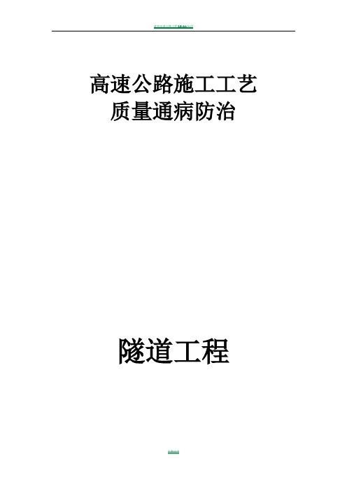 高速公路隧道工程质量通病防治手册