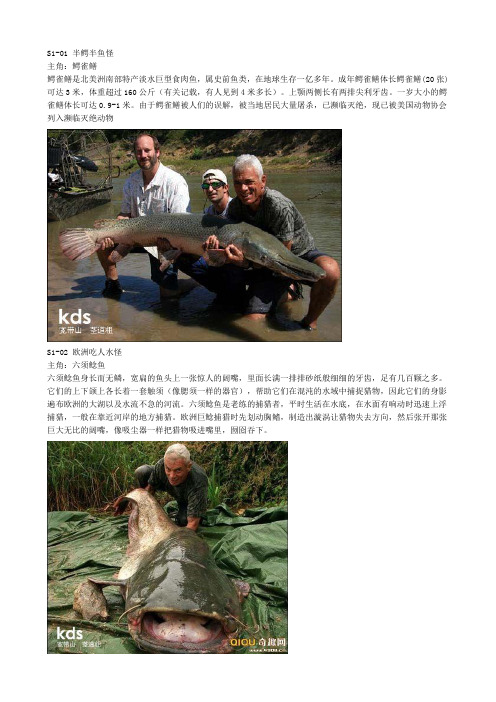 《河中巨怪》中的那些怪鱼