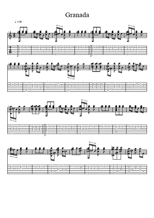 Albeniz, Isaac - Granada 经典 吉他谱 五线谱对照六线谱.pdf