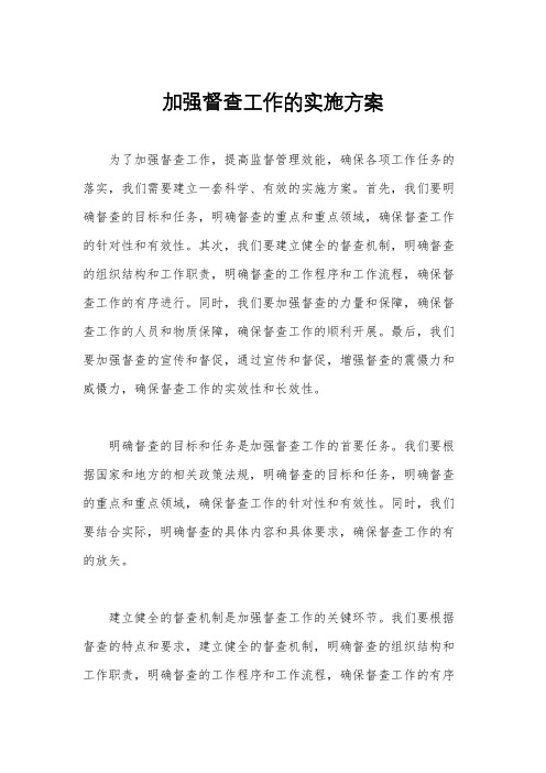 加强督查工作的实施方案