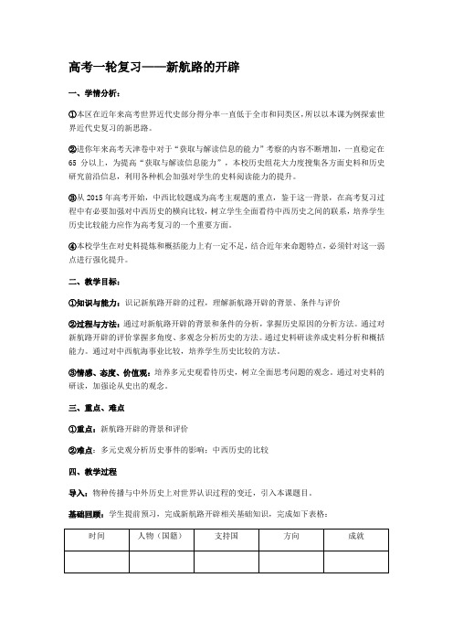 新航路开辟复习课教学设计