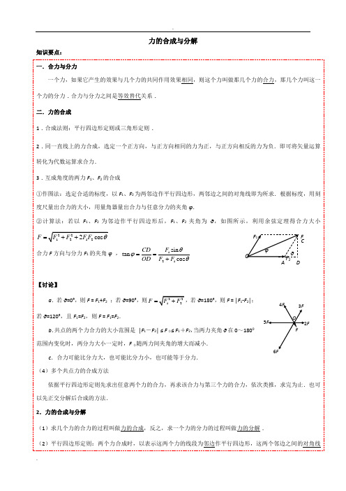 初中升高中衔接-物理：力的合成与分解