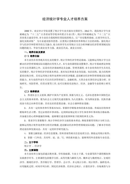 经济统计学专业人才培养方案